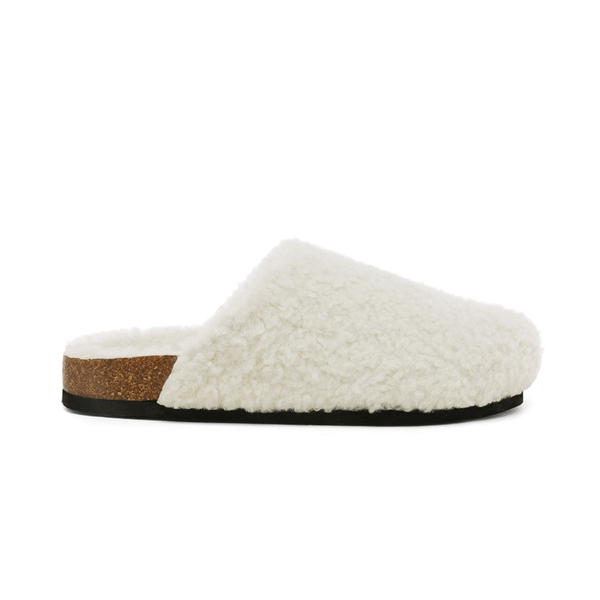 Indoor & Outdoor Cork Fuzzy Slippers - CREAMY WHITE - 2